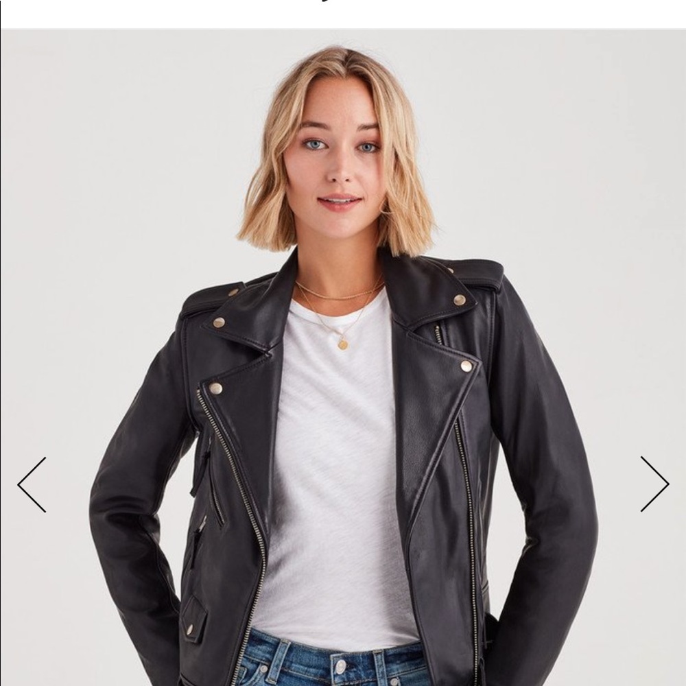 Leather jacket with removable brown fur collar - Picture 10 of 12